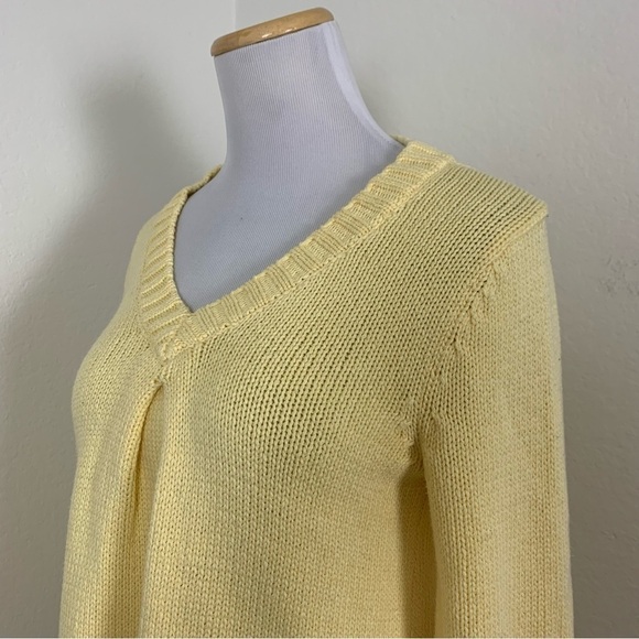 White + Warren Pullover V Neck Sweater Womens S Yellow Cotton Blend Lagenlook - Picture 13 of 16